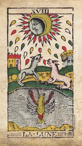 The Moon ในสำรับ Tarot de Marseille