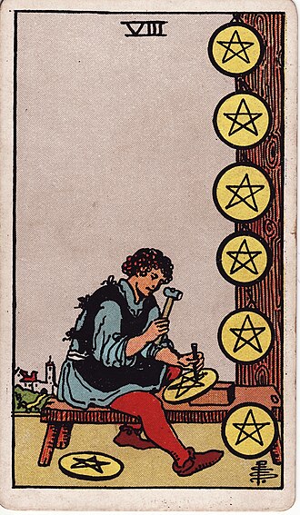 ไพ่ Eight of Pentacles